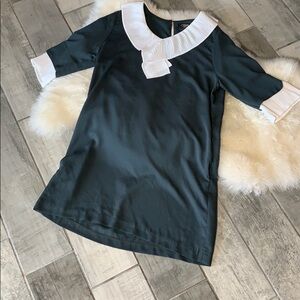 Parsons hunter Green Shift Jane Pleated mini dress medium academia